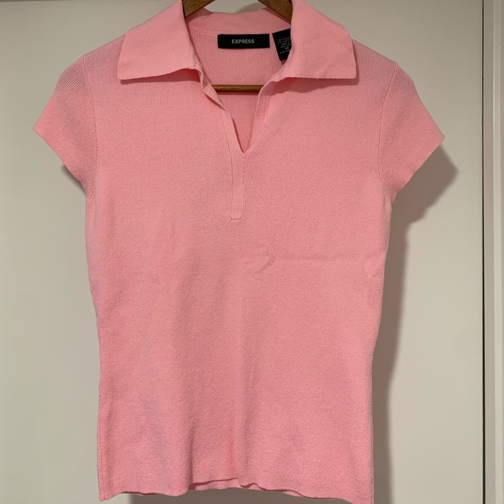 Express Pink Knit Polo